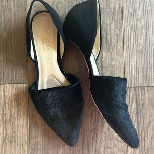 Coye Nokes black fur pointy toe flats shoe size 37